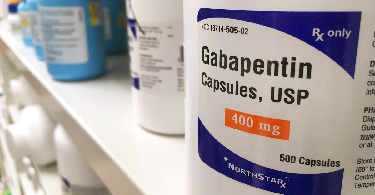 A-bottle-of-Gabapentin-sits-on-a-pharmay-shelf